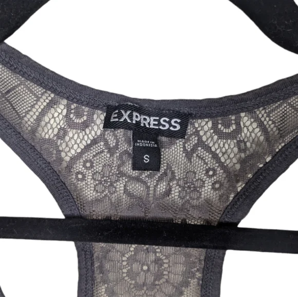 Express Dark Gray Lacy Racerback Tank Top 🖤✨ - Picture 3 of 6